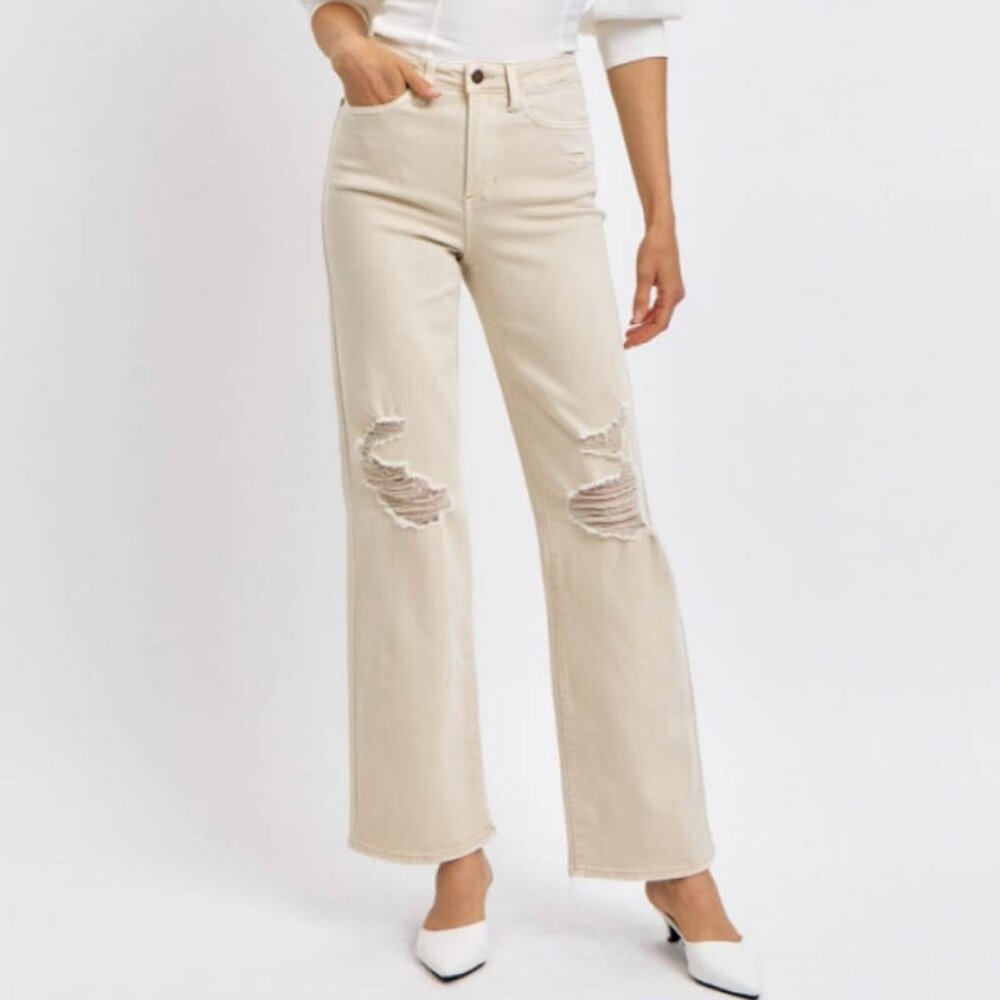 Judy Blue 90'S Destroyed Straight Leg Jeans